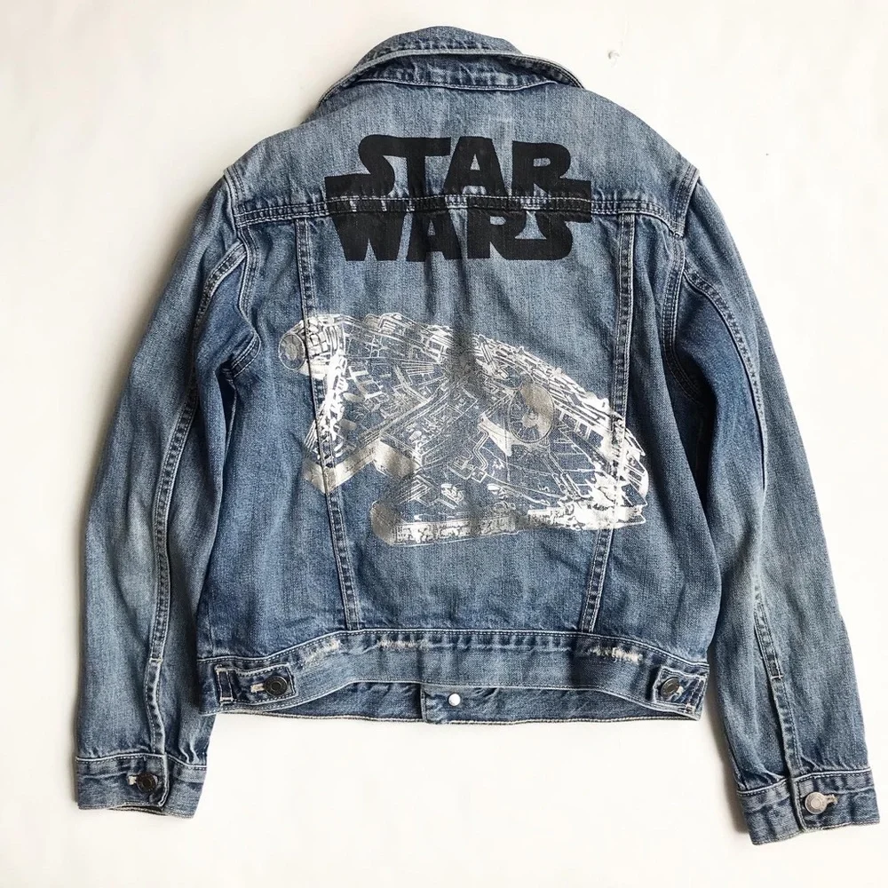 Gap kids x Star Wars distressed denim jean jacket  EUC L(10-11Y)